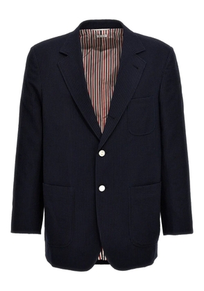 Thom Browne striped seersucker blazer - Blue