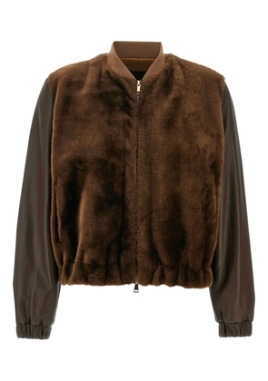 Fabiana Filippi leather fur bomber jacket - Brown