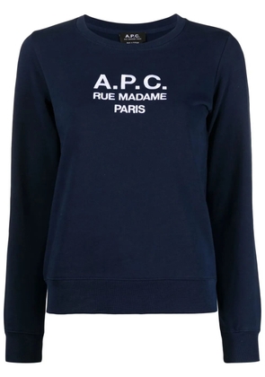 A.P.C. Tina logo-embroidered cotton sweatshirt - Blue