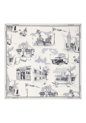 Burberry London Landmarks-print silk scarf - White
