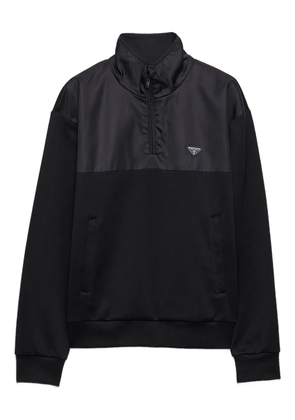 Prada half-zip logo-plaque sweatshirt - Black