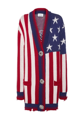 Philipp Plein flag-intarsia cardigan - Red