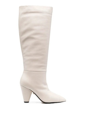 Alevì knee-length 100mm cone-heel boots - Neutrals