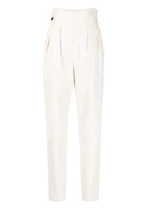 Philipp Plein high-waisted leather trousers - Neutrals