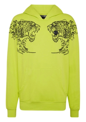 Plein Sport logo-print cotton hoodie - Yellow