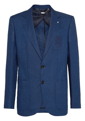 Billionaire logo-embroidered linen blazer - Blue