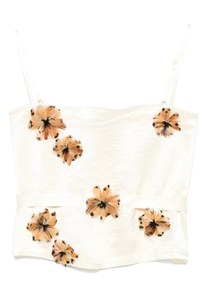 MARKGONG floral-appliqué top - Neutrals