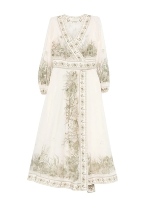 ZIMMERMANN Wanderlust wrap midi dress - Neutrals