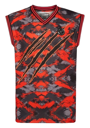 Plein Sport logo-print camouflage tank top - Orange
