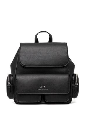 Armani Exchange flap-pocket top-handle backpack - Black