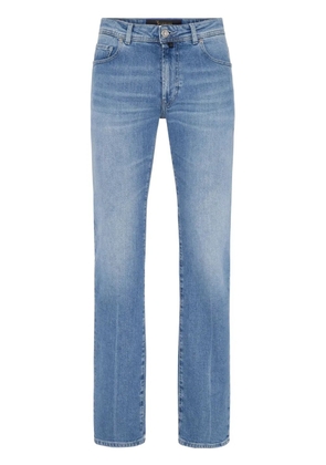 Billionaire logo-patch washed straight-leg jeans - Blue