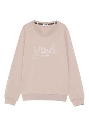 LIU JO rhinestone-embellished sweatshirt - Neutrals