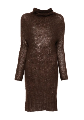 YEHUAFAN turtleneck open-knit dress - Brown