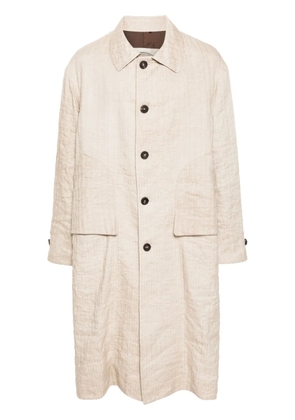 Ziggy Chen single-breasted long coat - Neutrals