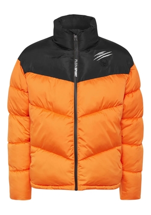 Plein Sport colour-block chevron padded jacket - Orange