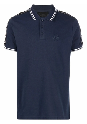 Philipp Plein logo-tape detail polo shirt - Blue
