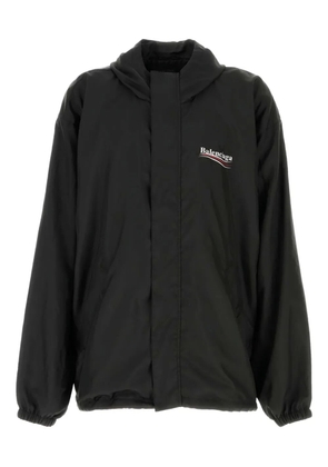 Balenciaga logo-print hooded jacket - Black