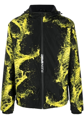 Plein Sport graphic-print zip-up hooded jacket - Black