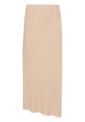 By Malene Birger chunky-ribbed asymmetric skirt - Neutrals