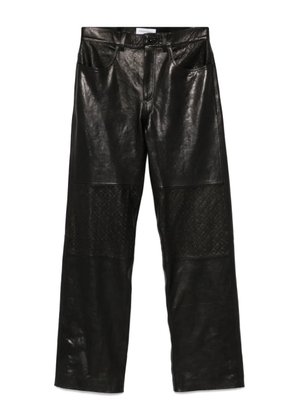 Marine Serre Moonogram-embossed leather trousers - Black