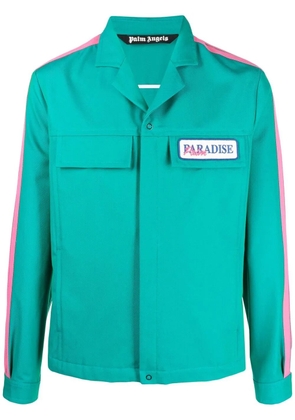 Palm Angels Paradise-embroidered shirt jacket - Blue