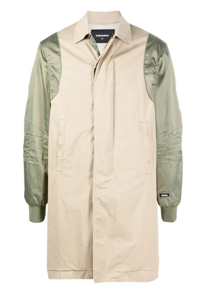 DSQUARED2 contrast-sleeve single-breasted coat - Neutrals