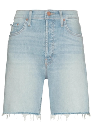 MOTHER The Tripper frayed-edge denim shorts - Blue