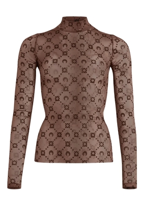 Marine Serre patterned long-sleeve top - Brown