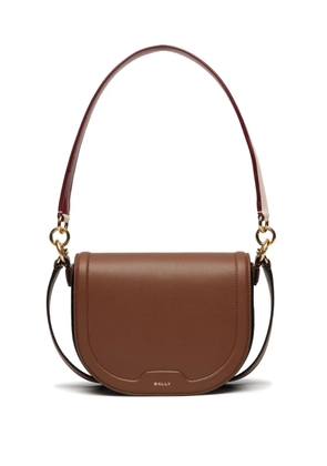 Bally logo-stamp leather shoulder bag - Brown