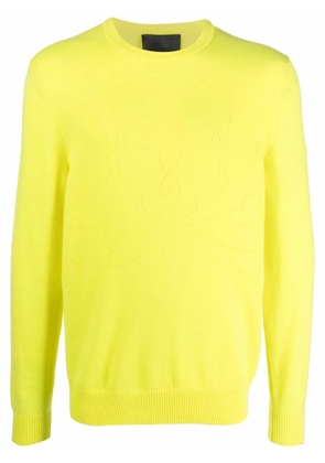 Philipp Plein Skull pointelle-knit cashmere jumper - Yellow