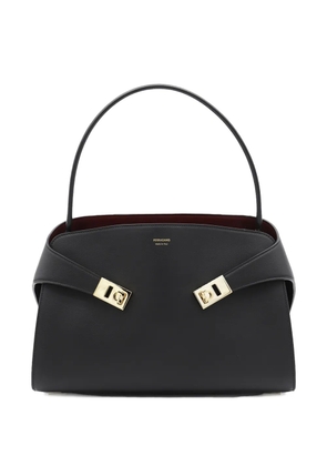 Ferragamo logo-print shoulder bag - Black