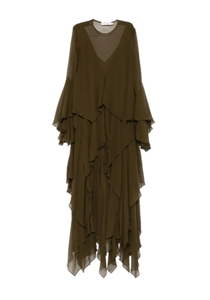 ZIMMERMANN cascading-ruffle maxi dress - Green