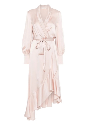 ZIMMERMANN wrap silk midi dress - Pink