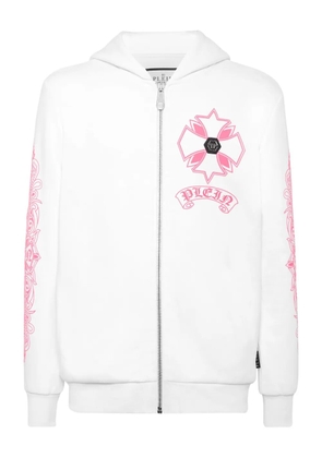 Philipp Plein chrome zip-fastening hoodie - White