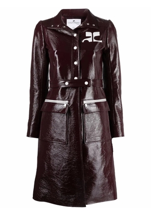 Courrèges logo-appliqué vinyl trench coat - Purple