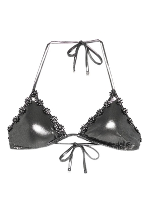Agent Provocateur flower-embellished bikini top - Black