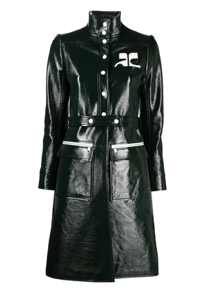 Courrèges logo-appliqué vinyl trench coat - Green