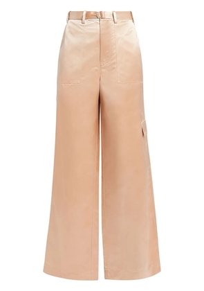 STAUD belted satin-finish palazzo pants - Neutrals