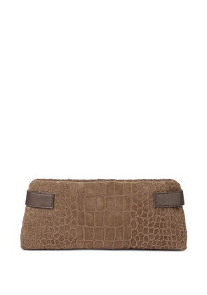 Brunello Cucinelli Essence crocodile-embossed clutch bag - Brown