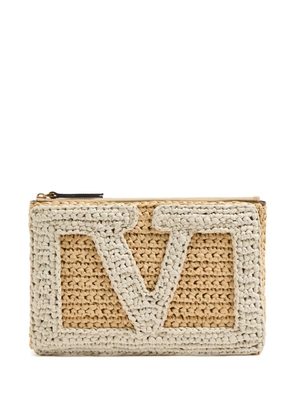 Valentino Garavani Viva Superstar raffia clutch bag - Neutrals