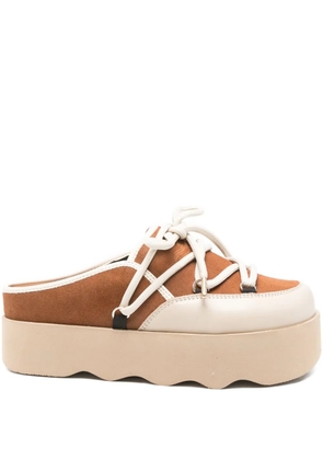 Scholl lace-up platform slippers - Brown