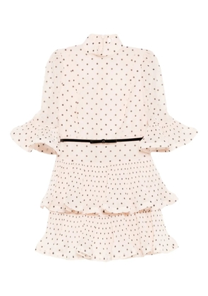 ZIMMERMANN pleated polka dot mini dress - Neutrals