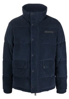 Billionaire logo-patch corduroy padded jacket - Blue