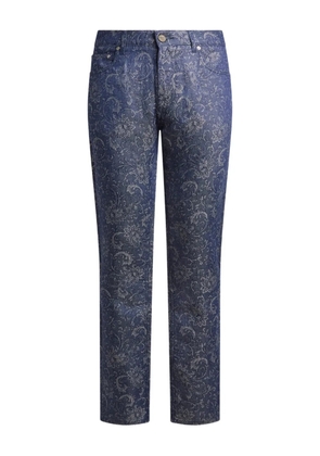 ETRO jacquard leafy paisley-motif jeans - Blue