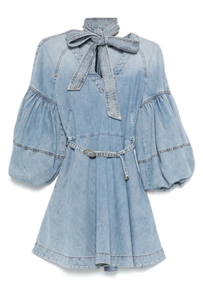 ZIMMERMANN tie-neck denim mini dress - Blue