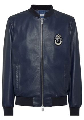 Billionaire leather bomber jacket - Blue