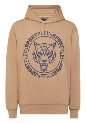 Plein Sport Tiger logo-print hoodie - Brown