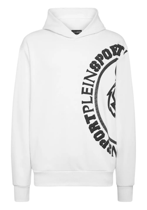 Plein Sport logo-print cotton-blend hoodie - White