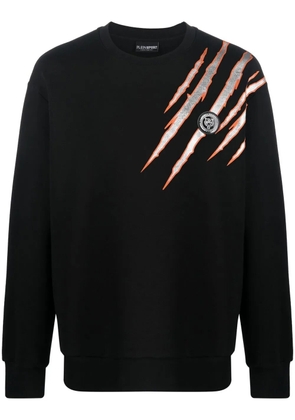 Plein Sport scratch-print crew neck sweatshirt - Black