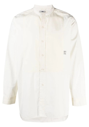 BODE logo-embroidered collarless shirt - Neutrals